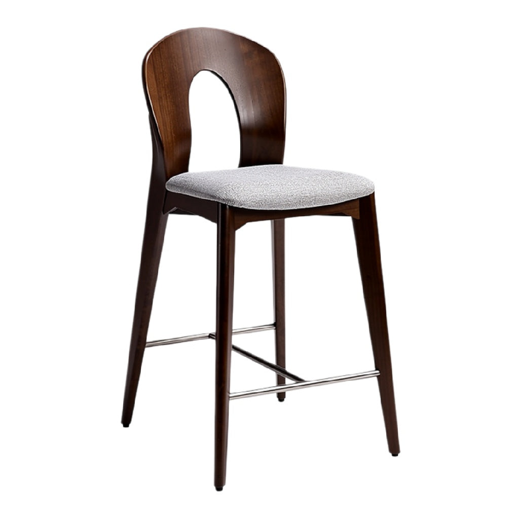 Stijlvolle Houten Barkruk met Stofferen Zitting