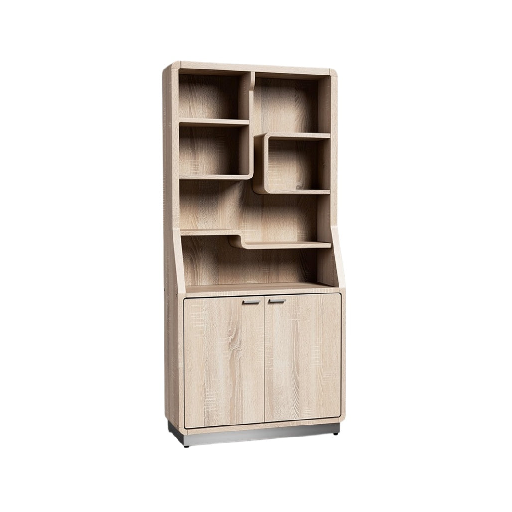Moderne boekenkast met opbergruimte in lichte houtlook