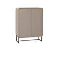 Moderne kast met geribbelde deuren en metalen onderstel